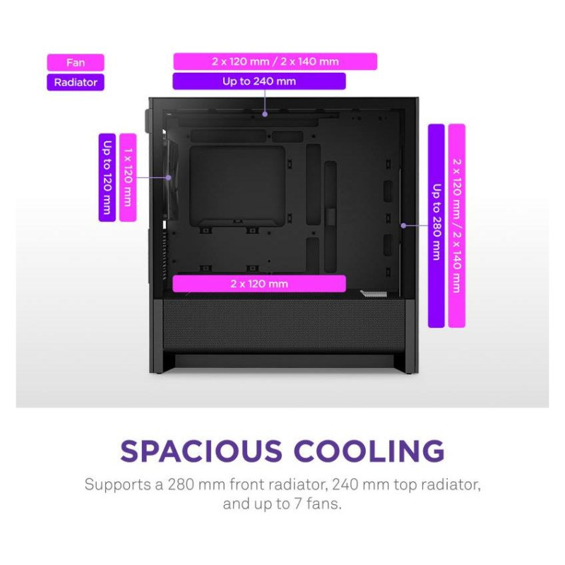 Nzxt Case|NZXT|micro ATX/Mini-ITX|Black|Midi Tower|PC|CC-H31FB-01