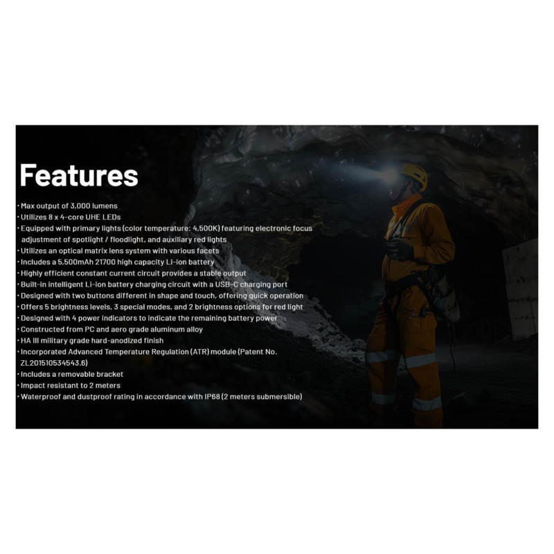 Nitecore HEADLAMP H SERIES 3000 LUMENS/HC75 UHE NITECORE