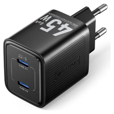 Vention MOBILE CHARGER WALL 45W USB-C/2P BLACK FEFB0-EU VENTION