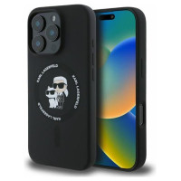 Karl Lagerfeld Silicone Karl&Choupette Heads Ring MagSafe Case for iPhone 16 Pro - Black