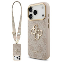 Guess 4G Big 4G Classic Logo Big Strap Metal Buttons Case for iPhone 17 Pro - Pink