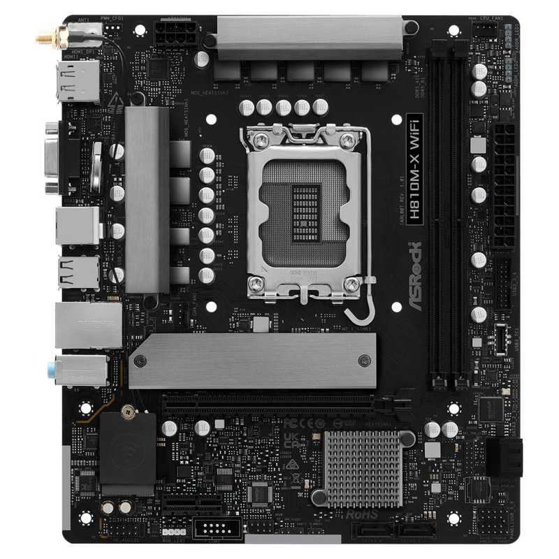 Asrock Mainboard|ASROCK|Intel H810|LGA 1851 (Socket V1)|micro ATX|RAM DDR5-SDRAM|2xSlots|Wi-Fi Yes|Bluetooth Yes|1xNumber of M.2 (M) slots|H810M-XWIFI