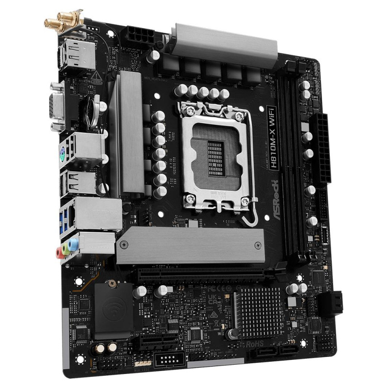 Asrock Mainboard|ASROCK|Intel H810|LGA 1851 (Socket V1)|micro ATX|RAM DDR5-SDRAM|2xSlots|Wi-Fi Yes|Bluetooth Yes|1xNumber of M.2 (M) slots|H810M-XWIFI