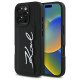 Karl Lagerfeld HC Grained PU Cardslot Metal Signature iPhone 16 Pro Max Case - Black