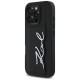 Karl Lagerfeld HC Grained PU Cardslot Metal Signature iPhone 16 Pro Max Case - Black
