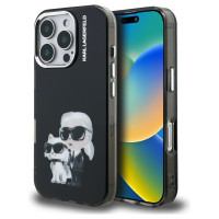 Karl Lagerfeld IML Aquarelle Karl & Choupette & Logo iPhone 16 Pro Case Black