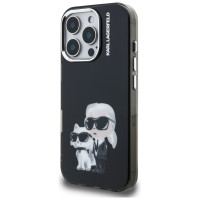 Karl Lagerfeld IML Aquarelle Karl & Choupette & Logo iPhone 16 Pro Case Black