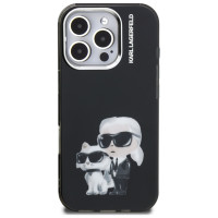 Karl Lagerfeld IML Aquarelle Karl & Choupette & Logo iPhone 16 Pro Case Black