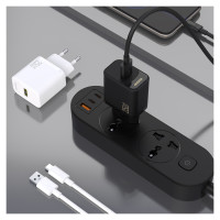 Dudao A27STEU 25W GaN USB-A Wall Charger with USB-A - USB-C Cable - Black