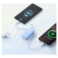 Joyroom JR-PR2L 10000mAh 35W Power Bank with Built-in Retractable USB-C Cable and Lightning Lanyard Cable - Blue