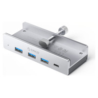 Orico MH4PC Hub Clamp-Mounted USB-C / 3x USB-A 3.0 + 1x USB-C 3.0 - Silver