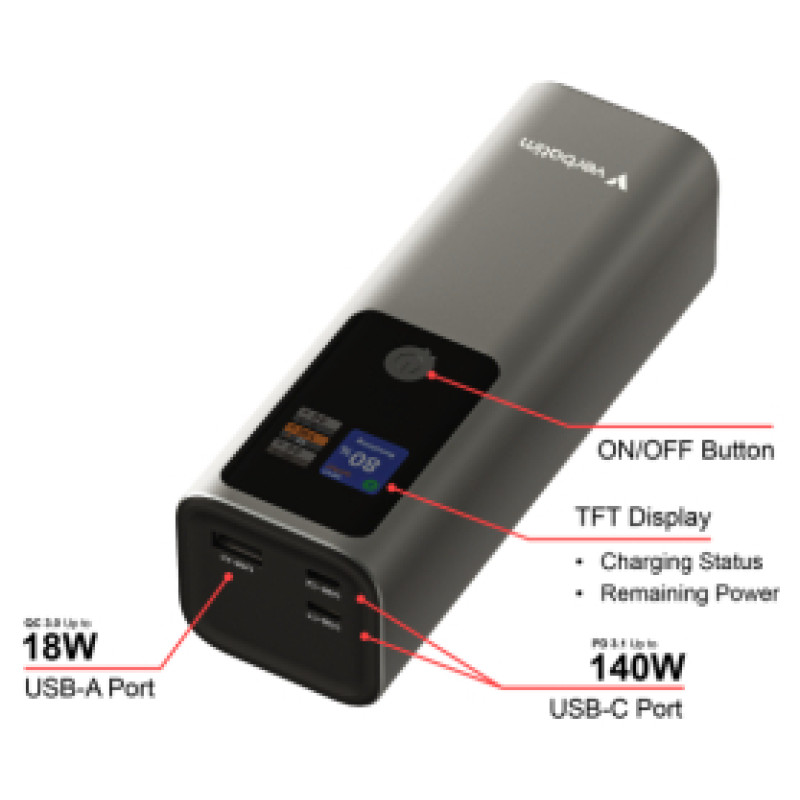 Verbatim Enerģijas krātuve Verbatim Charge n Go 27000mAh 140W
