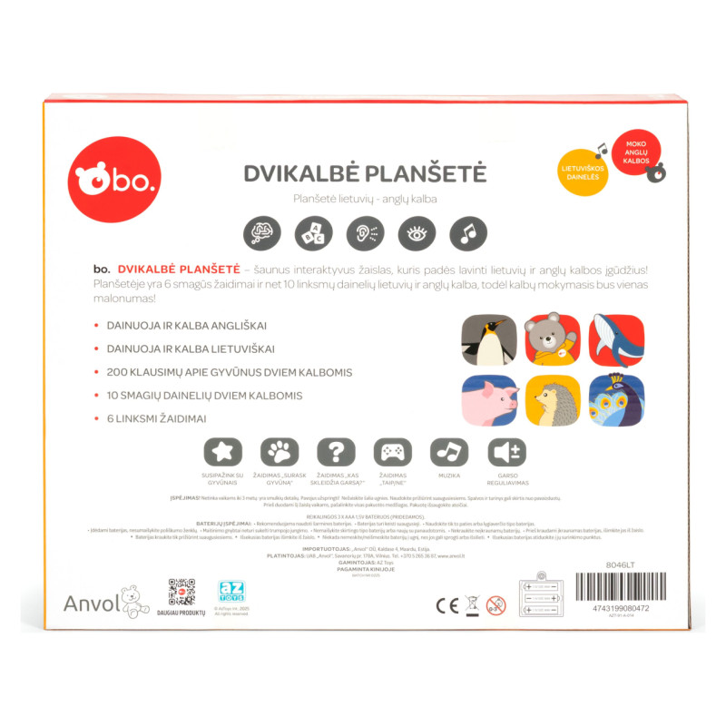 BO. Educational Toy - Bilingual Tablet (Lithuanian lang.)