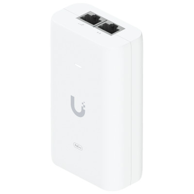 Ubiquiti PoE++ Adapter; Delivers up to 60W of PoE++; Surge, peak pulse, and overcurrent protection; Contains RJ45 data input, AC cable with earth ground, and PoE++ output; LED indicator for status monitoring.