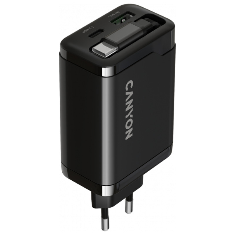 Canyon charger OnCharge 65RC Build-In Cable USB-C 65W 1xPD 1xQC EU Black