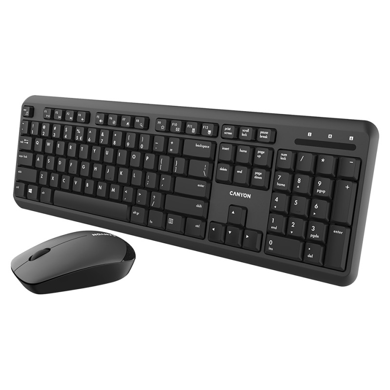 Canyon SET-W20 UK/US Keyboard+Mouse Velvet Wireless Black