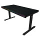 Lorgar Dual-motor sit/stand adjustable-height gaming desk with wireless charger, RGB lighting, control panel, and USB ports, PB melamine surface tabletop, black.