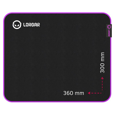 Lorgar Main 313, Gaming mouse pad, High-speed surface, Purple anti-slip rubber base, size: 360mm x 300mm x 3mm, weight 0.195kg