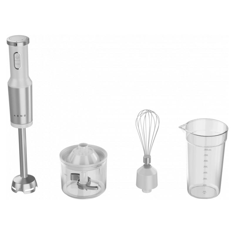 Aeno Hand Blender, 1200W in CB, White, Tiger Teeth Cutter, Whisk, Food Processor, Cup