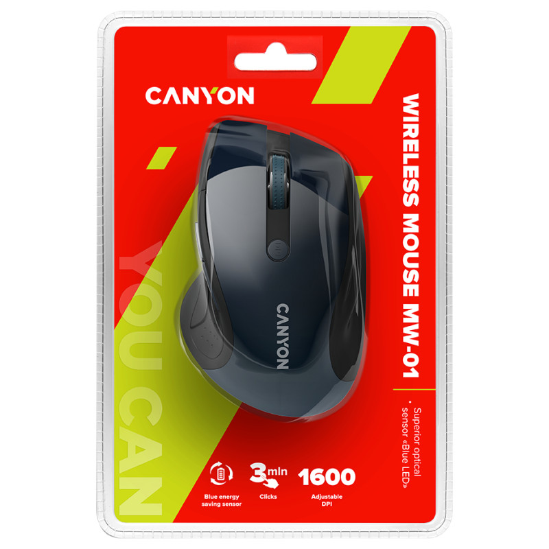 Canyon mouse MW-01 BlueLED Wireless Blue Grey