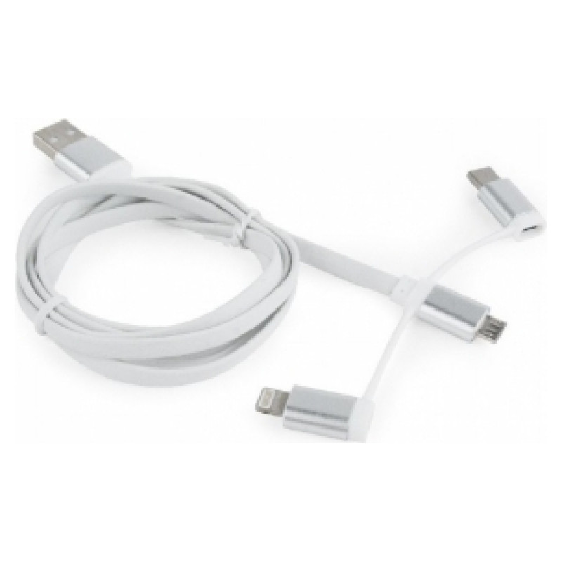 Gembird USB Male - MicroUSB/Type C/Lightning Male 1m White