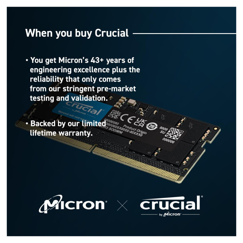 Crucial 8GB DDR5-5600 SODIMM CL46 (16Gbit)