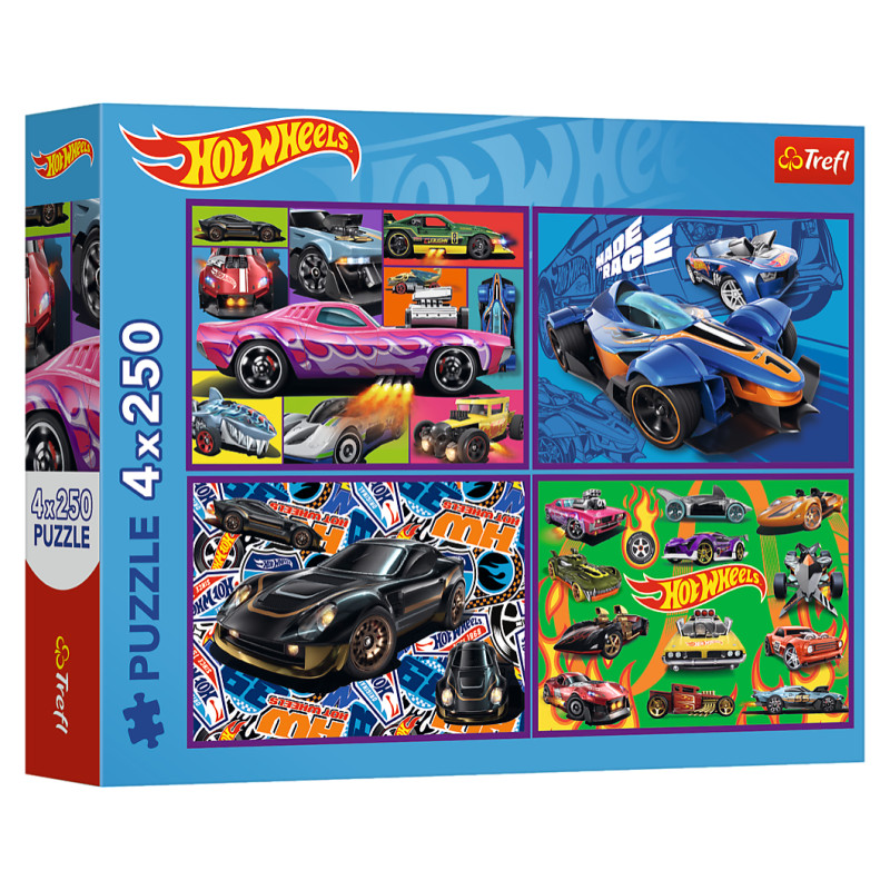 Trefl HOT WHEELS Pužļu komplekts 4x250 gab.