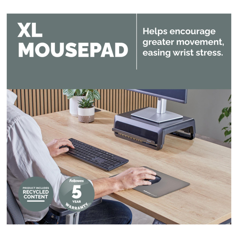 Fellowes MOUSE PAD BREYTA XL/GREY 100139316 FELLOWES