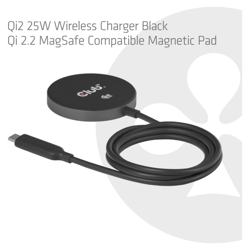 Club3D MOBILE CHARGER QI2 MAGSAFE/25W BLACK CAC-3027 CLUB3D