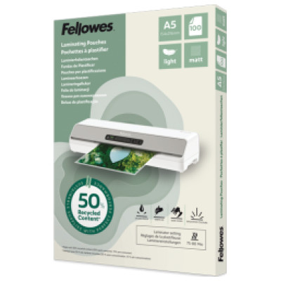 Fellowes Laminē&scaron;anas plēves Fellowes Eco 100gab Matte A5