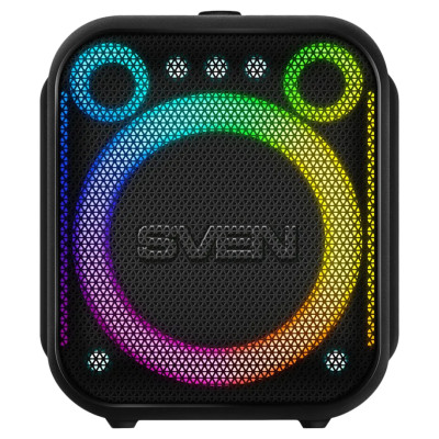 Sven PS-880, black, power output 110W (RMS), TWS, Bluetooth, FM, USB, microSD, LED-display, lithium battery