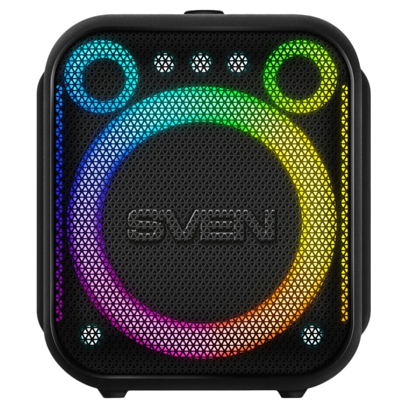 Sven PS-880, black, power output 110W (RMS), TWS, Bluetooth, FM, USB, microSD, LED-display, lithium battery