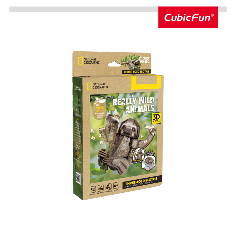Cubic Fun CUBICFUN NATIONAL GEOGRAPHIC 3D puzle Trīspirkstu sliņķis