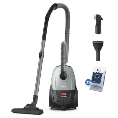 Philips Vacuum Cleaner|PHILIPS|Input power 850 W|Dust capacity 3 L|Cylinder vacuum|Cleaning type Dry|Dust container Dust bag|Colour Black/Grey|XD2142/12