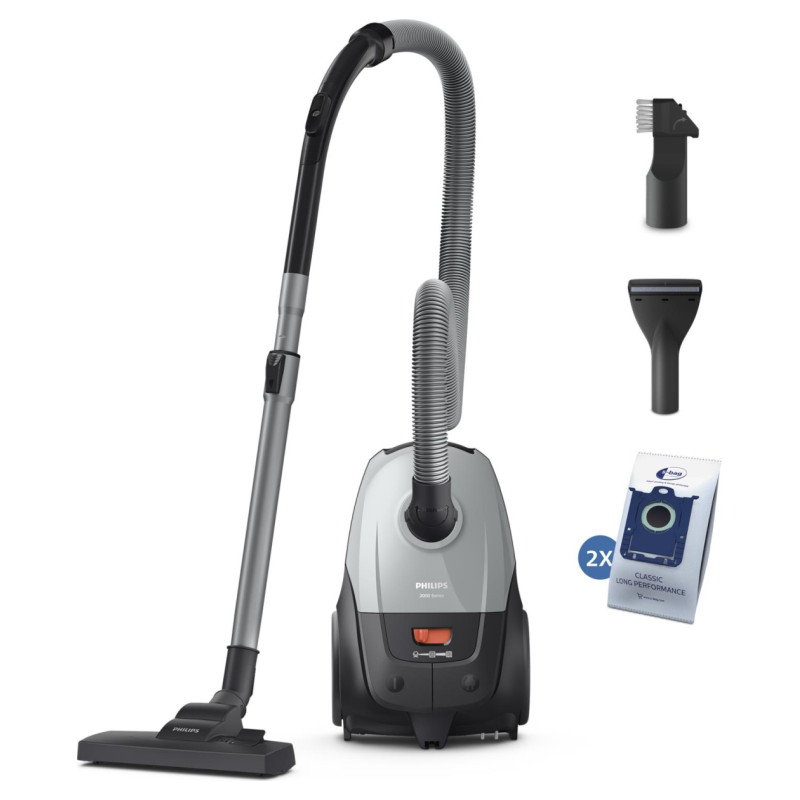 Philips Vacuum Cleaner|PHILIPS|Input power 850 W|Dust capacity 3 L|Cylinder vacuum|Cleaning type Dry|Dust container Dust bag|Colour Black/Grey|XD2142/12