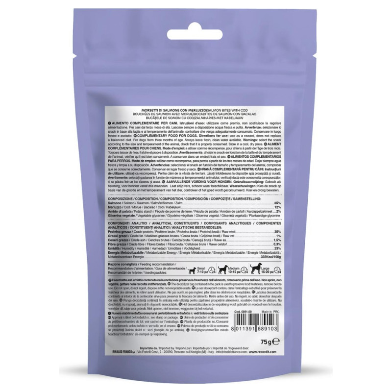 Record WELISNACK la&scaron;a kumosiņi 75 g - papildbarība suņiem