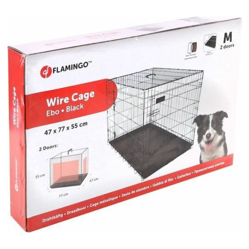 Flamingo metāla būris (ar divām durtiņām) EBO M 47x77x55cm melns