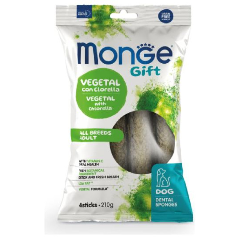 Monge GIFT Dog SPONGES Dental sponges All breeds Vegetal with chlorella & peppermint / 210 g