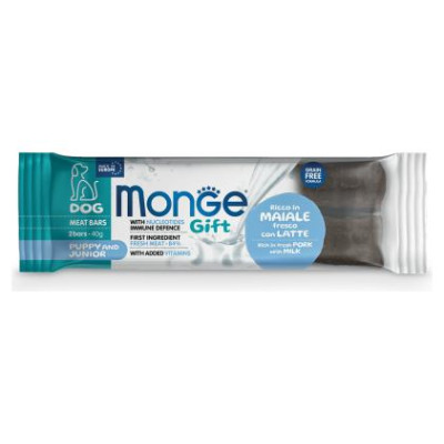Monge GIFT Dog MEAT BARS Puppy & Junior Pork with milk / 40 g - kārums suņiem