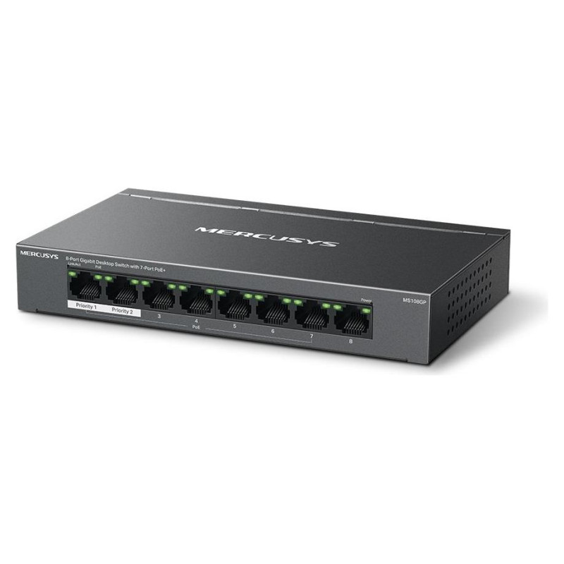 Mercusys Switch|MERCUSYS|MS108GP|Desktop/pedestal|8x10Base-T / 100Base-TX / 1000Base-T|PoE+ ports 7|MS108GP