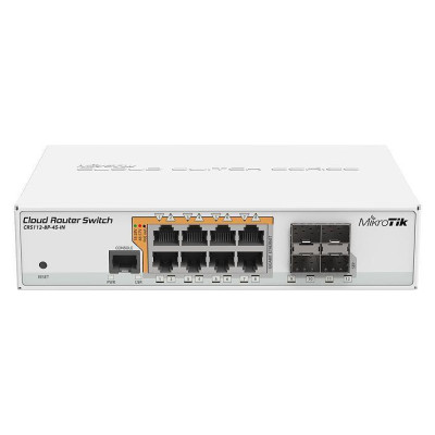 Mikrotik Switch|MIKROTIK|8x10Base-T / 100Base-TX / 1000Base-T|4xSFP|1xConsole|CRS112-8P-4S-IN