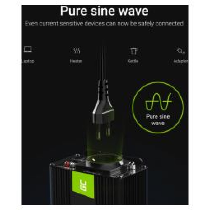 Green Cell Strāvas pārveidotājs Green Cell 12V to 230V 300W/ 600W Pure Sine wave
