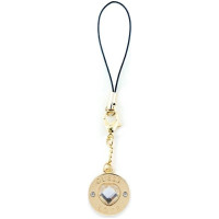 Guess case GUCPMHGLD Phone Strap Heart Diamond Charm with Rhinestones