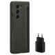 Samsung [RETURNED ITEM] Silicone Case Set for Samsung Galaxy Z Fold 5 Slim Case with Stylus + 25W USB C Wall Charger - Black