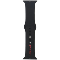 Audi Sport Red Logo Silicone Watch Strap for Apple Watch 44 / 45 / 46 / 49 mm - black