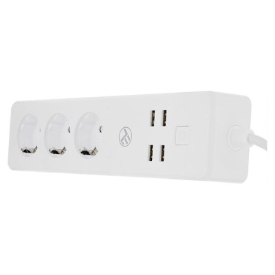 Tellur WiFi Power Strip, 3 Outlets, 4*USB 4A, 2200W, 10A, 1.8m