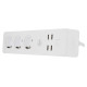 Tellur WiFi Power Strip, 3 Outlets, 4*USB 4A, 2200W, 10A, 1.8m
