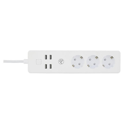 Tellur WiFi Power Strip, 3 Outlets, 4*USB 4A, 2200W, 10A, 1.8m