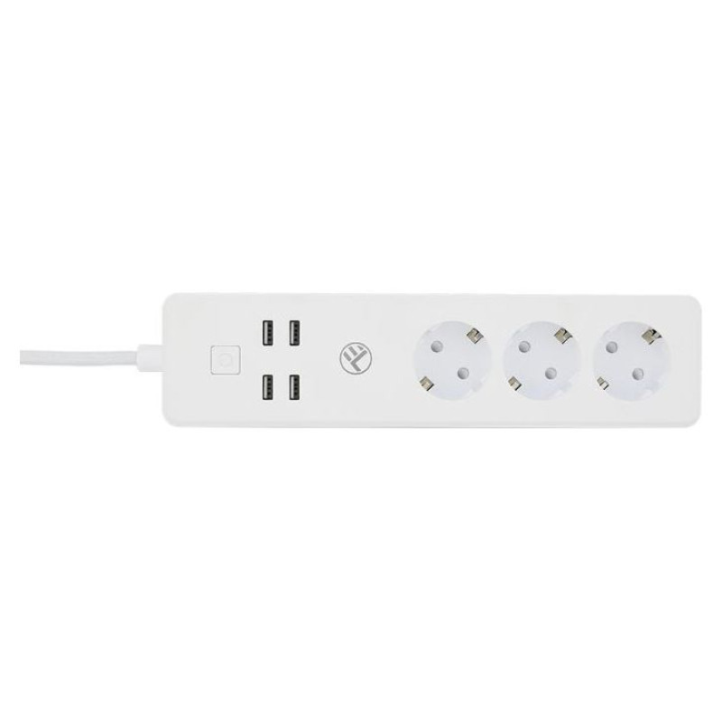 Tellur WiFi Power Strip, 3 Outlets, 4*USB 4A, 2200W, 10A, 1.8m
