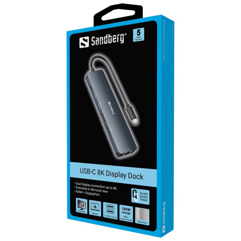 Sandberg 136-43 USB-C 8K Display Dock